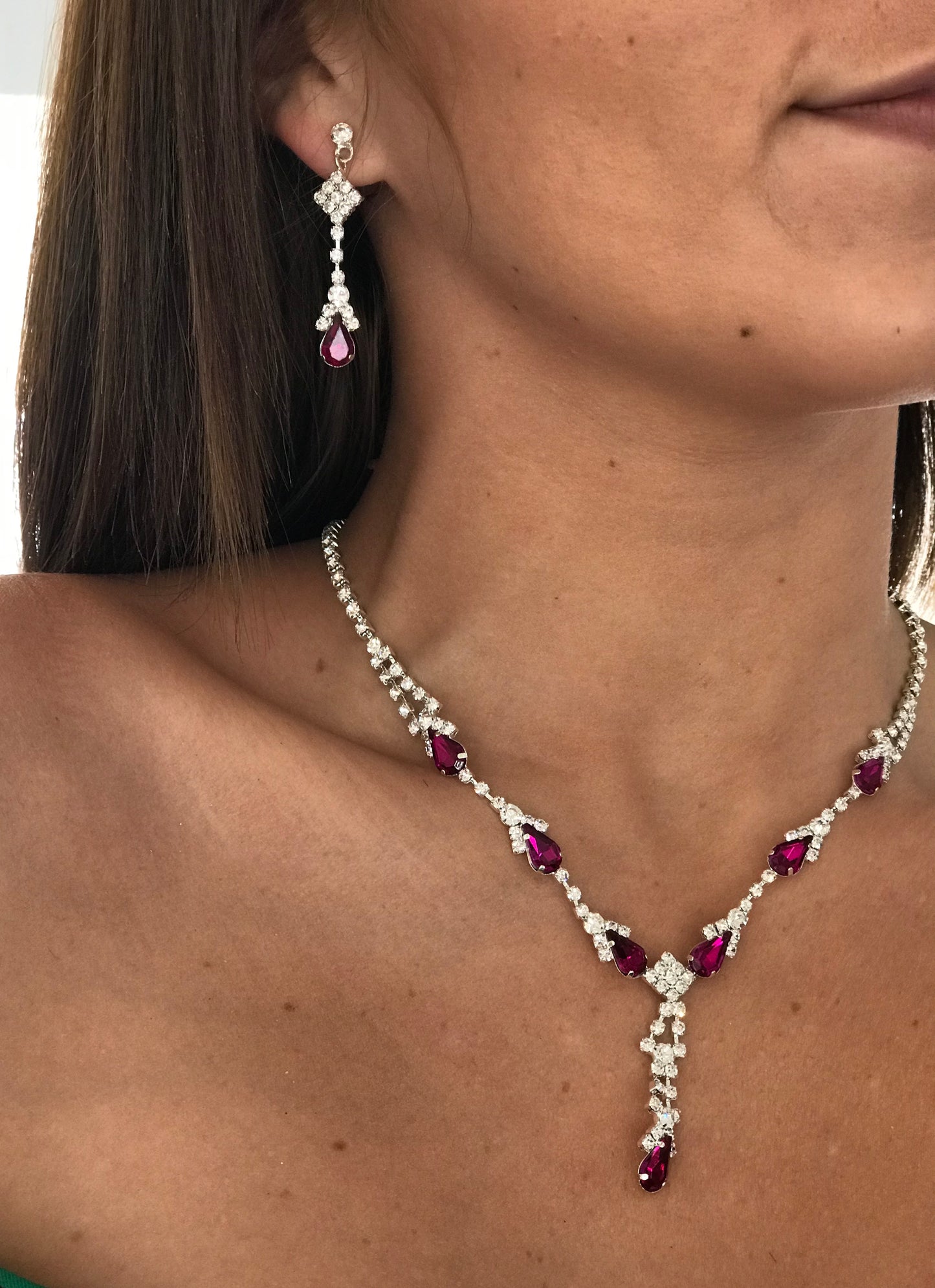 Fuschia Rhinestones Set