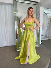 Load image into Gallery viewer, LIME SATIN DRESS
