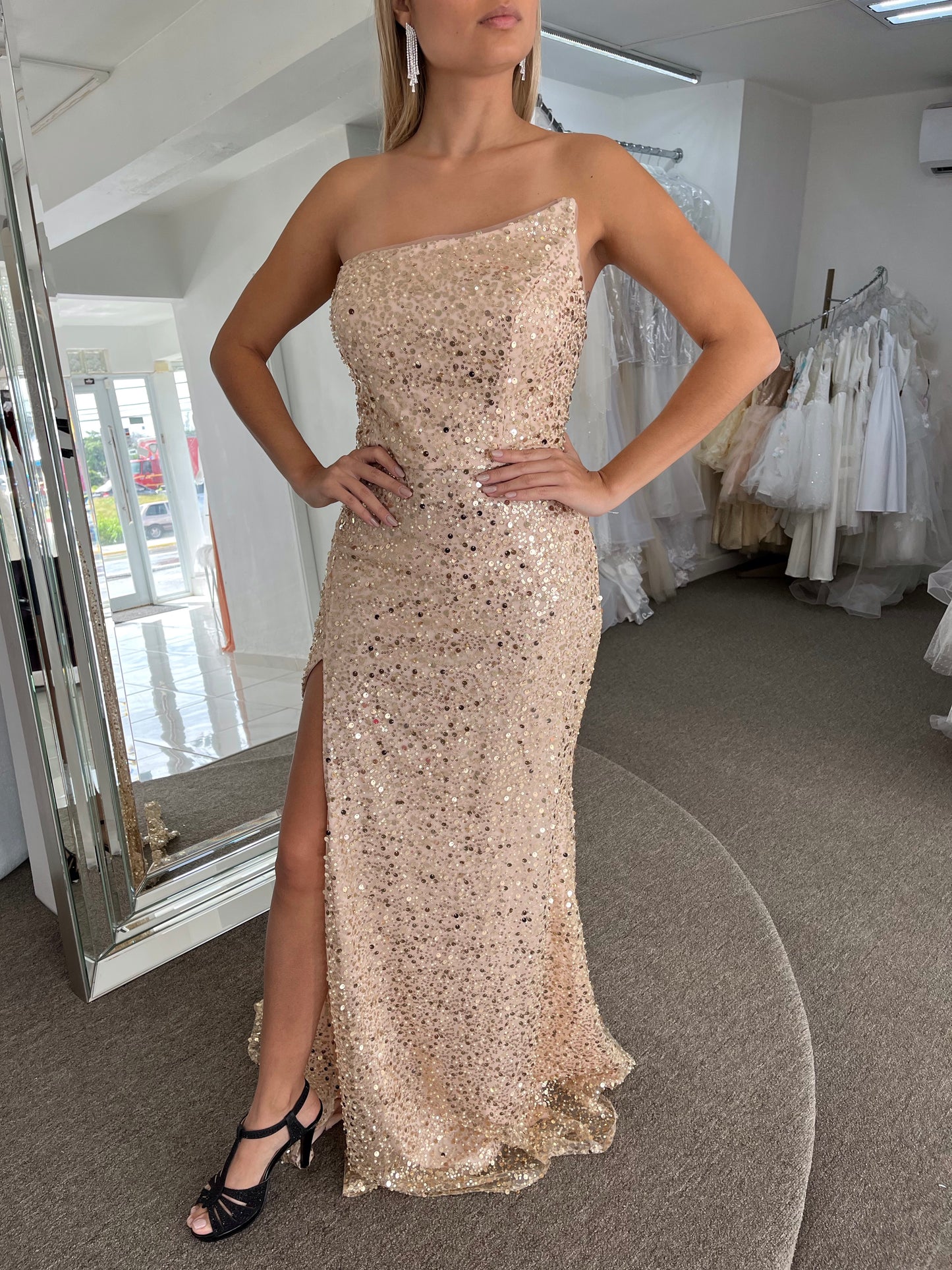 Sequins Cocktail Long Dress