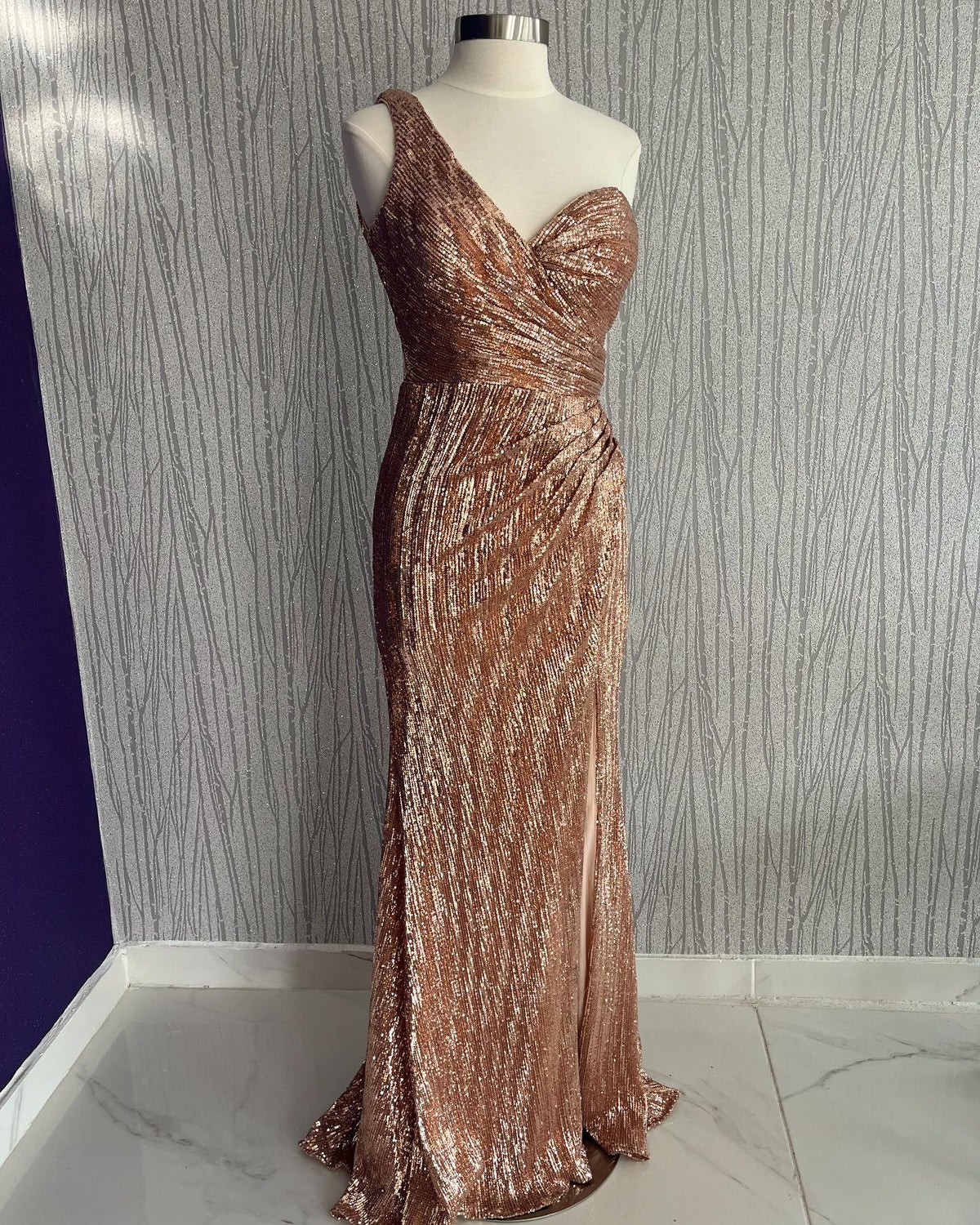Sparkle Rose Gold Long Dress