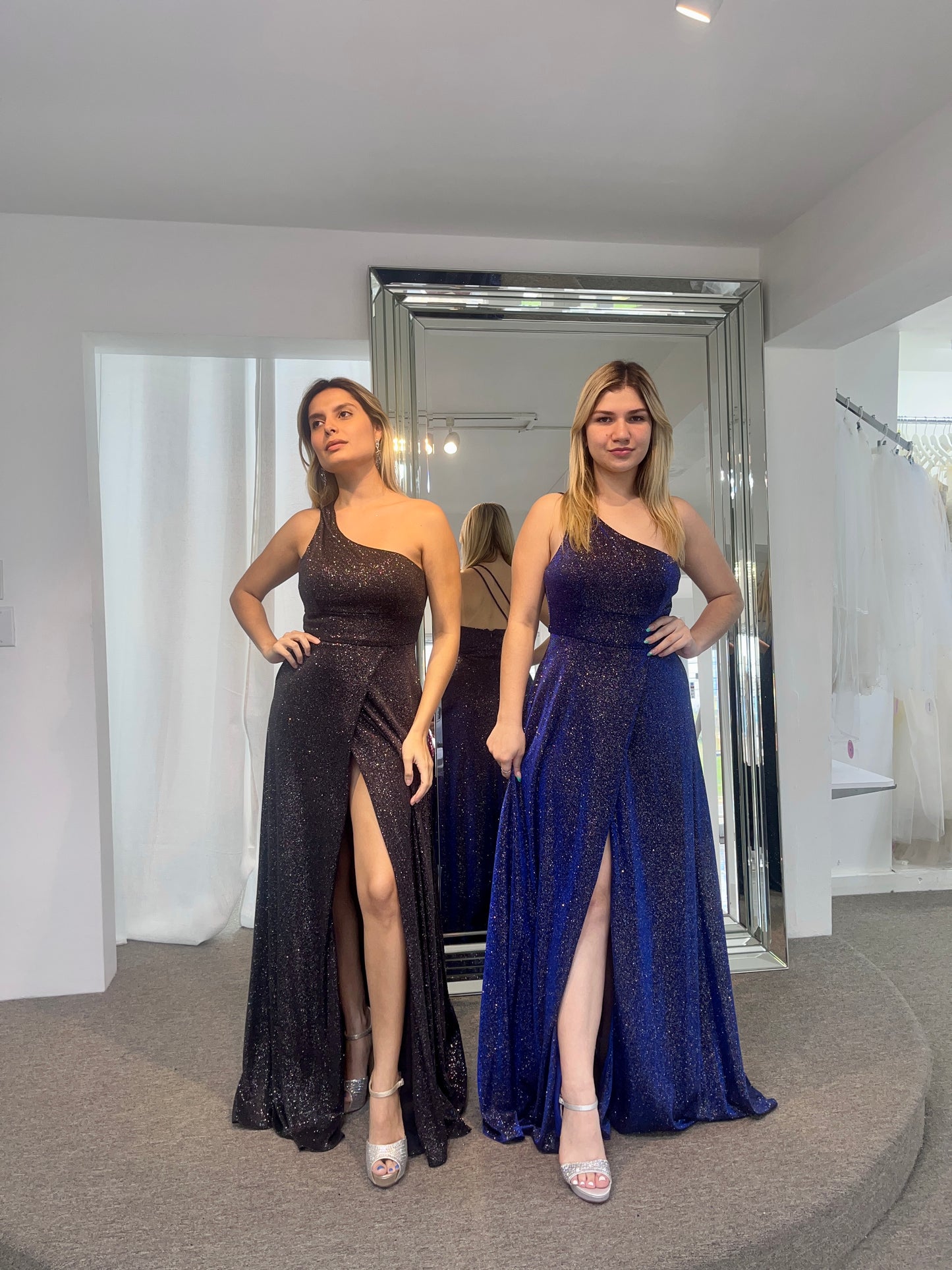 One Shoulder Glitter Dress