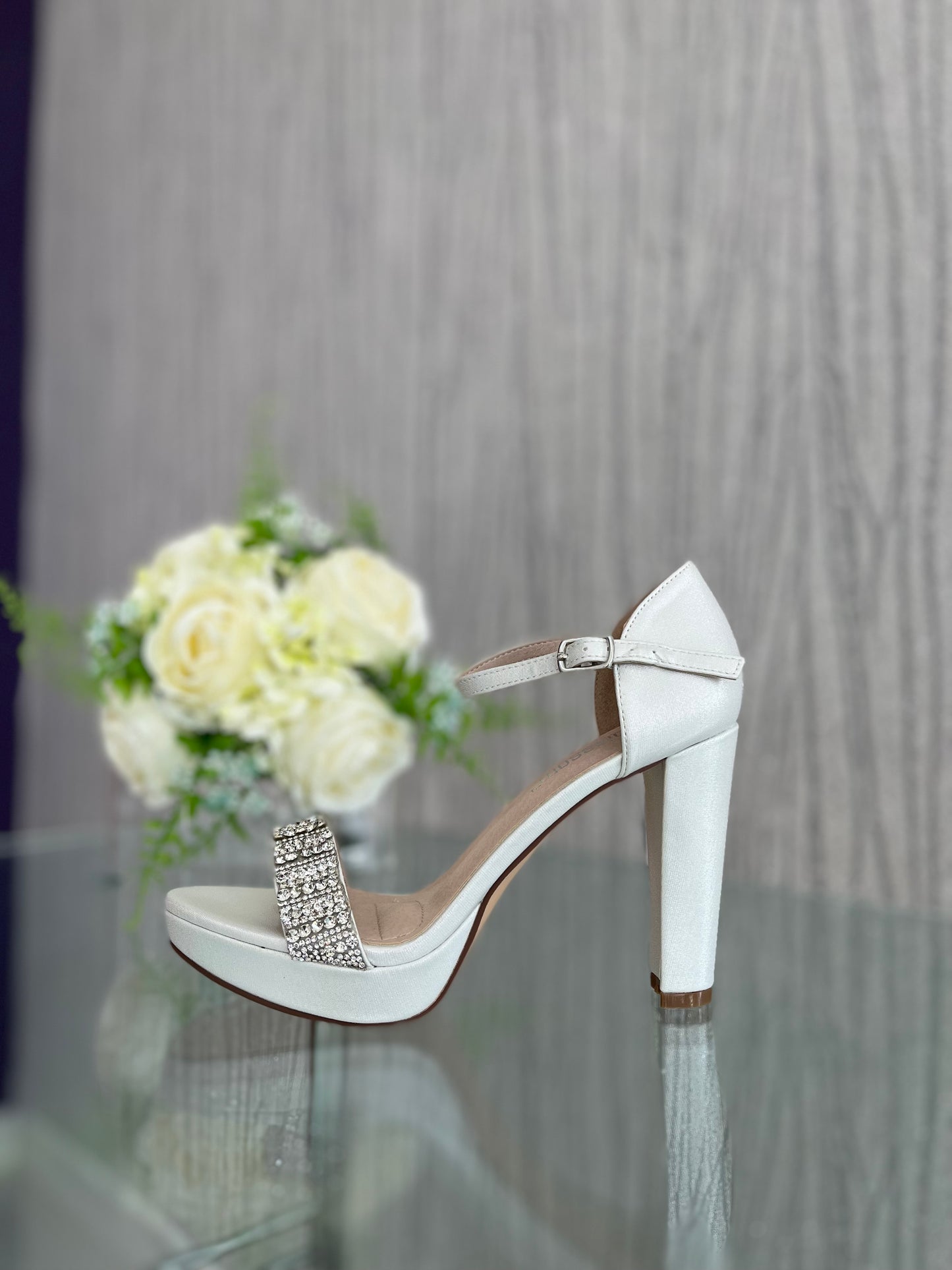 BRIDE WHITE SHIMMER SHOES