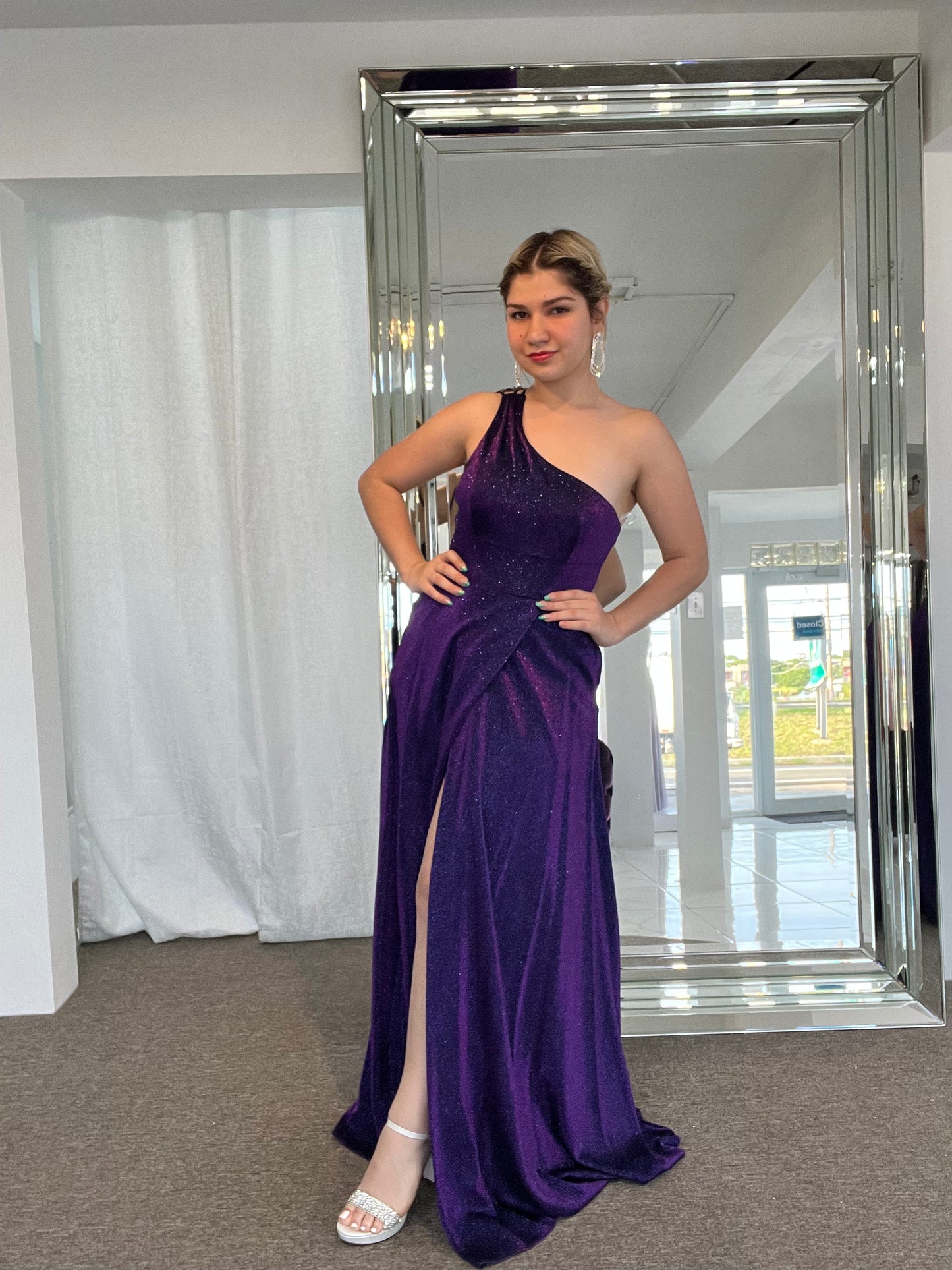 One Shoulder Glitter Dress